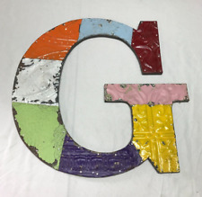 Decorative Salvaged Tin Ceiling 17" Patchwork Mix Color Metal Letter G 1599-23B