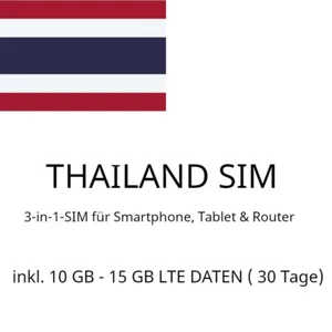 Tajlandia SIM dla turystów i 10 GB - 15 GB danych LTE przez 30 dni do wyboru - Zdjęcie 1 z 1