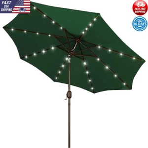 9ft LED Lighted Solar Patio Market Table Umbrella Garden Deck Pool Beach Outdoor - Picture 1 of 7