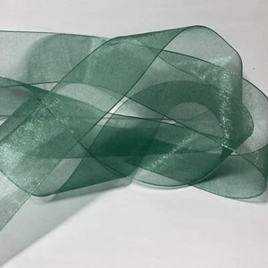 Dark Green Sheer Organza Ribbon 1.5" x 30' Nicole & Co.1 Roll - Picture 1 of 12