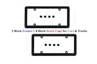 2 Black Frames + 8 Black Screw Caps for Cars & Trucks Chevrolet City Express