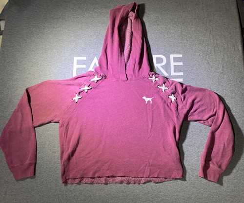 UNDERCOVER Felpa donna Victoria Secret rosa media con cappuccio cropped stringata pullover logo