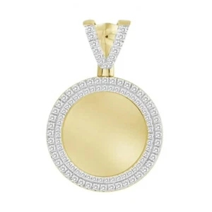 1 Cttw Diamond Memory Picture Frame Pendant Round Charm 10k Yellow Gold - Picture 1 of 3