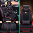 Deluxe PU leather 5-Seats Car Seat Cover Full Front+Rear Cushion W/Pillow Size M