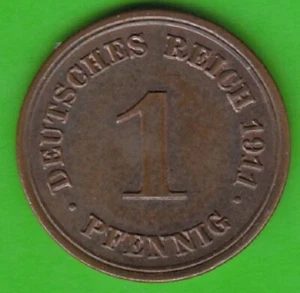 Empire 1 Pfennig 1911 E Almost Brilliant Uncirculated Great Condition nswleipzig - Picture 1 of 2