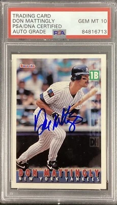 Don Mattingly Signed 1995 Bazooka #47 Yankees Baseball Card Auto PSA/DNA MT 10 - Image 1 of 2