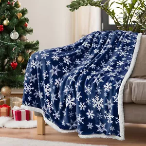 Christmas Blanket Microfiber Fleece Sherpa Holiday Pattern Throw Couch Sofa Bed - Picture 1 of 65