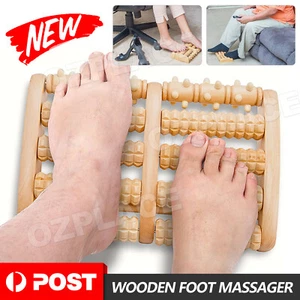 Wooden Foot Massager Roller Relieve Plantar Fasciitis Acupressure Massage Tool - Picture 1 of 9