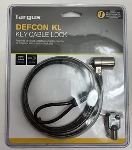 Targus DEFCON KL Security Cable Laptop Key Lock Cable Black/Silver 1.85m ASP48EU - Afbeelding 1 van 5