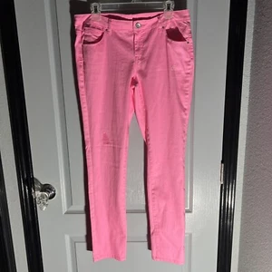 Justice Größe 18 1/2 niedriger Bund Hot Pink Distressed Denim Jeans neu ohne Etikett - Bild 1 von 14
