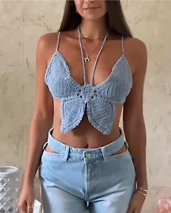 BNWT Viral Festival ZARA Crochet Knit Summer Butterfly Top M/L 10/12 Bloggers! - Picture 1 of 11