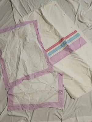 Edredón Laura Ashley y 2 fundas blanco flor rosa azul rayas azul reina completa 82x88 Foto 1 de 4