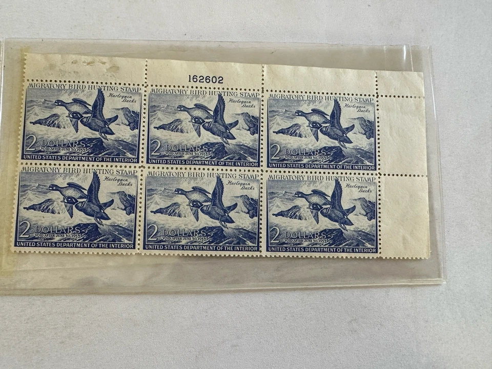 US STAMPS #RW19 DUCK PLATE BLOCK $2 OG NH - Image 1 of 4