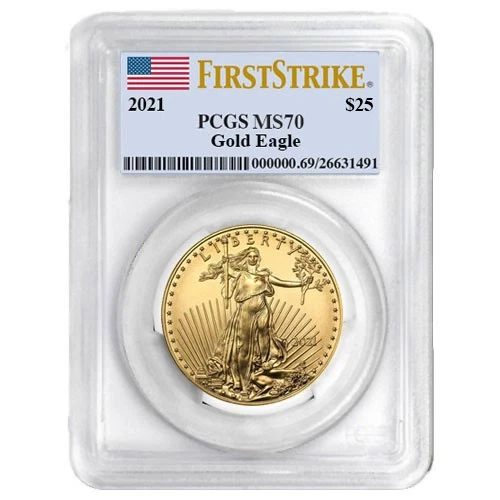 Moneda American Gold Eagle 2021 1/2 oz graduación profesional MS70 FS (tipo 1) Foto 1 de 1