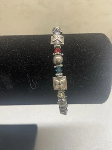 Swarovski Vintage Sterling Silver Bracelet with Swarovski Red and Blue Crystals - Picture 1 of 9