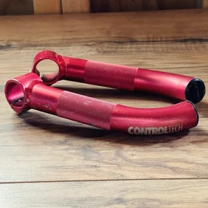 Control Tech Red Anodized MTB Bar Ends Curved Short Reach - Picture 1 of 5