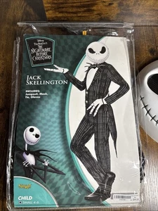 Jack Skellington Kinder kleines Halloween Kostüm Kindergröße 4-6 fehlende Handschuhe - Bild 1 von 3