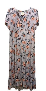 Knox Rose Womens Flutter Sleeve A-Line maxi Dress Sweet Lilac Floral size S - Picture 1 of 8