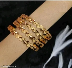 Antique Gold Plated Bangle Bollywood Stylish Bracelet Designer Jewelry (4Pcs) - Picture 1 of 2