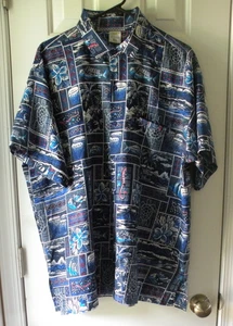 Camisa Hawaiana Rima Beachworld Para Hombre XL Azul 100% Terivoile Clásica Camisa Rima - Imagen 1 de 13
