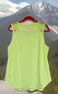LULULEMON NWOT Sculpt Tank Top Mesh Panels High Visibility Neon Yellow Sz 14 - Image 1 of 4