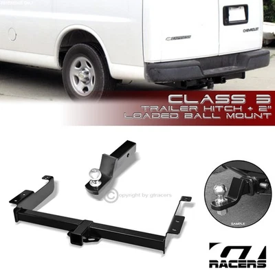 Receptor de enganche de remolque negro para GMC Savana Clase 3 1996-2021 + remolque de montaje de bola de 2" Foto 1 de 4