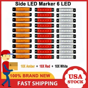 10X Rojo +10X Ámbar 10X Blanco 12V 6 SMD Lateral Camión Remolque Luz LED Marcadora❤ - Imagen 1 de 8