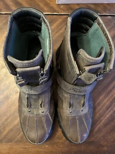 Polo Ralph Lauren Polo Conquest Hi III Men Brown Leather Mid Calf Boots 13D 13 D - Picture 1 of 7