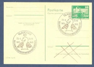 Germany-DDR 1973 Chess postmark CKM 412 Glauchau on postcard - Picture 1 of 1