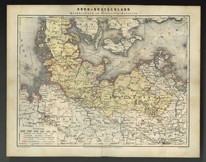 originale Landkarten Map Geographie N.DEUTSCHLAND order MECKLENBURG u.SCHLESWIG - Bild 1 von 1