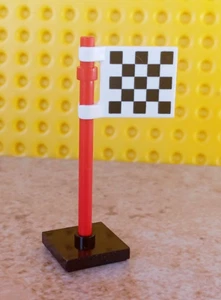 LEGO Racing Flag Checkered Free Pole Stand RED Black White Racers Indy Nascar - Picture 1 of 1