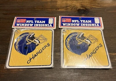 2 Vintage 1990’s San Diego Chargers 4"x4" Window Insignia Sign NFL Football New! - Image 1 of 2