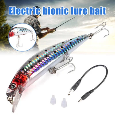 USB Rechargeable Fishing Lures LED Electric Vibrate Charging Fish Lure Bait Hook - Image 1 of 4