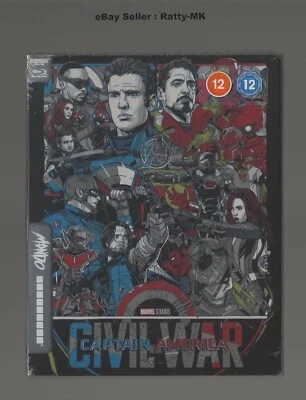CAPTAIN AMERICA : CIVIL WAR  - UK EXCLUSIVE MONDO 4K + BLU RAY STEELBOOK - NEW - Image 1 of 4
