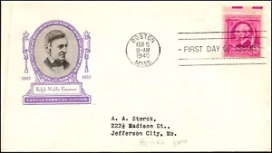 Scott 861 3 Cents Emerson Indoor FDC Planty 861-1A - Bild 1 von 2
