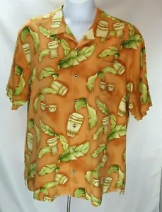 Camisa Para Hombres Tommy Bahama Seda Hawaiana Talla XL Lg Naranja SS Aloha Conga Tambor Usada en Excelente Condición - Imagen 1 de 8