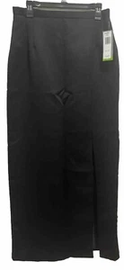 PATRA 14 ELEGANT BLACK SATIN STRAIGHT FORMAL MAXI SKIRT w/FRONT SLIT NWT - Picture 1 of 5