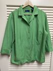 Karen Scott Button Up Shirt Woamns Xl Solid Green Blouse Dress Shirt 3/4 Sleeve