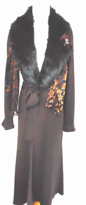 NEWPORT NEWS ESTILO FÁCIL FEMININO MARROM LÃ LONGA, SUÉTER DE MALHA ACRÍLICA PELE SINTÉTICA ~M/L - Imagem 1 de 4