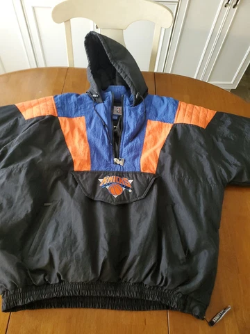 90's STARTER NBA New York Knicks Half Zip Hoodie Pullover Jacket - Black - Sz XL Cover