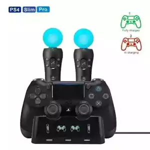 4 in1 Controller Charger Dock Station Stand LED For PlayStation PS4/MOVE/PS4 VR - Picture 1 of 5