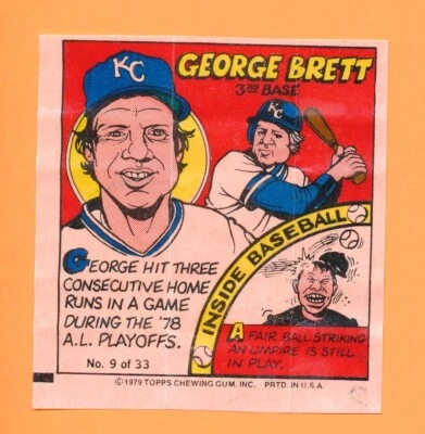 GEORGE BRETT HOF 1979 TOPPS COMICS EMPTY GUM WRAPPER INSERT VINTAGE *TPHLC-330 - Image 1 of 2