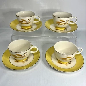 Juego de 4 platillos tazas doradas de otoño Century Service núcleo de cabaña mediados de siglo vintage - Imagen 1 de 5