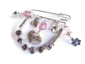 Personalised New Baby Gift Changing Bag / Pram Pin Charm Christening Blessing  - Picture 1 of 12