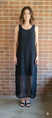 Black Dress M Flowing Whimsigoth Dark Fairy Punk Witchy Minimalist Grunge Boho - Image 1 of 4