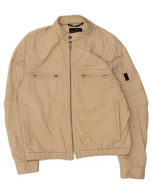 TRUSSARDI JEANS Mens Bomber Jacket IT 50 Large Beige Cotton BT15 - Image 1 of 4