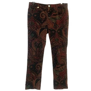 Lauren Ralph Lauren Baroque Velvet Paisley Straight Leg Pants Women’s Sz 14 Y2K - Picture 1 of 9