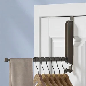 Perchero de secado sobre la puerta, plegable sobre la puerta para 1 negro - Imagen 1 de 7