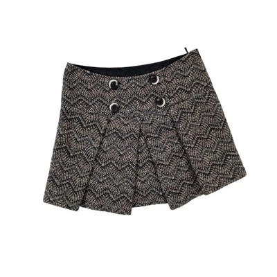 Benetton Womens Y2K Tweed Pleated Mini Skirt Size 40 UK 12 Made In Italy - Image 1 of 4