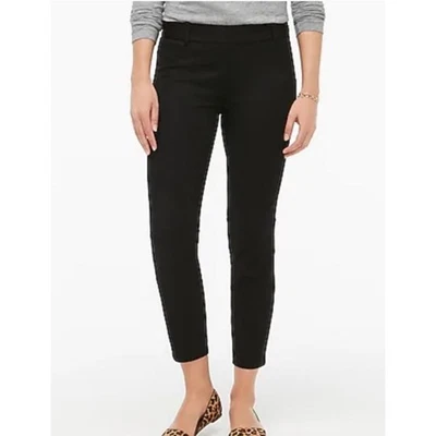 Pantalones J CREW Winnie tiro medio cremallera algodón elástico negros talla 4 Foto 1 de 4